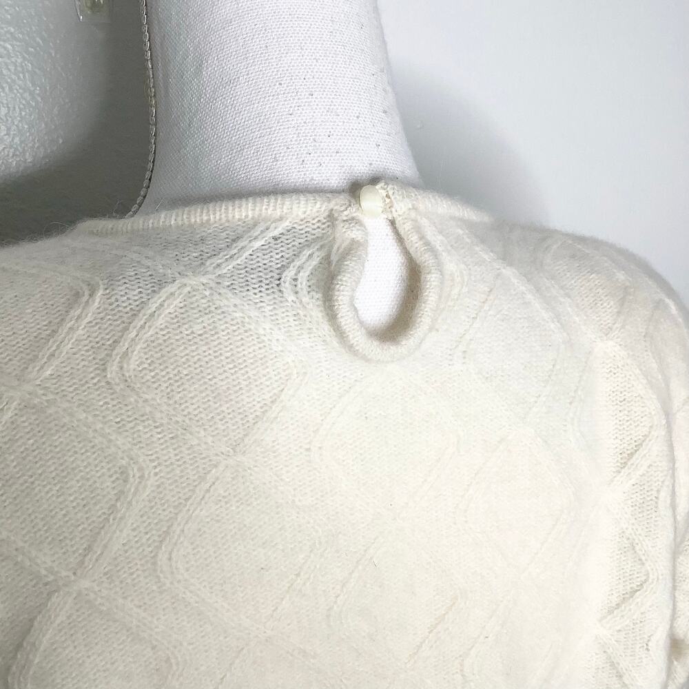 Marisa Christina Vintage Cream Sweater Textured Black Bow Beaded Large - Picture 7 of 12